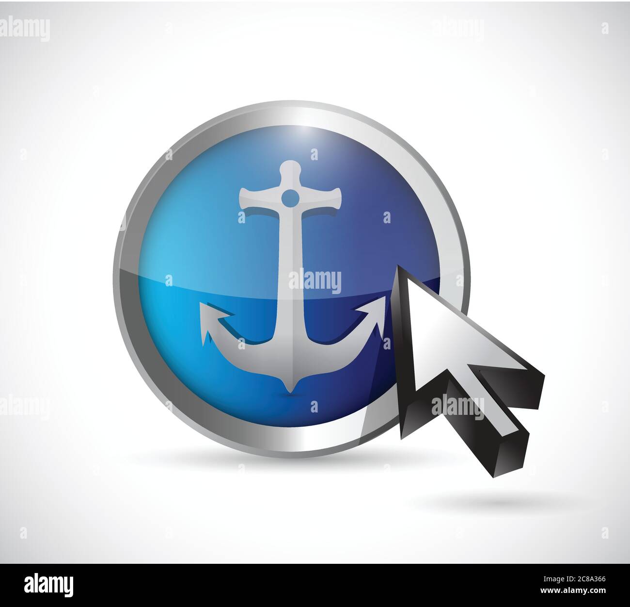 Anchor button and cursor illustration design over a white background