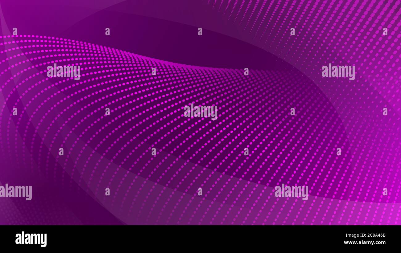 Abstract background of curved surfaces and halftone dots in purple ...