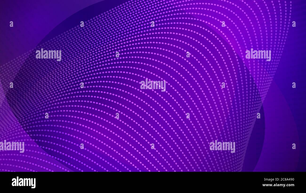 Abstract background of curved surfaces and halftone dots in purple ...