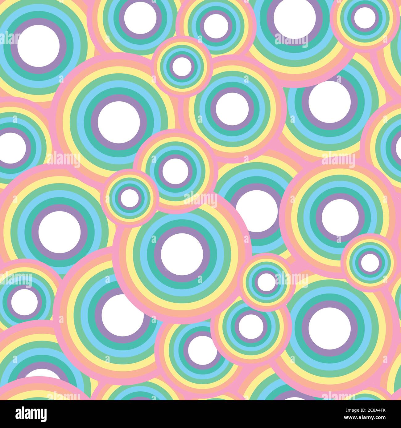 Pastel rainbow circle vector seamless pattern Stock Vector
