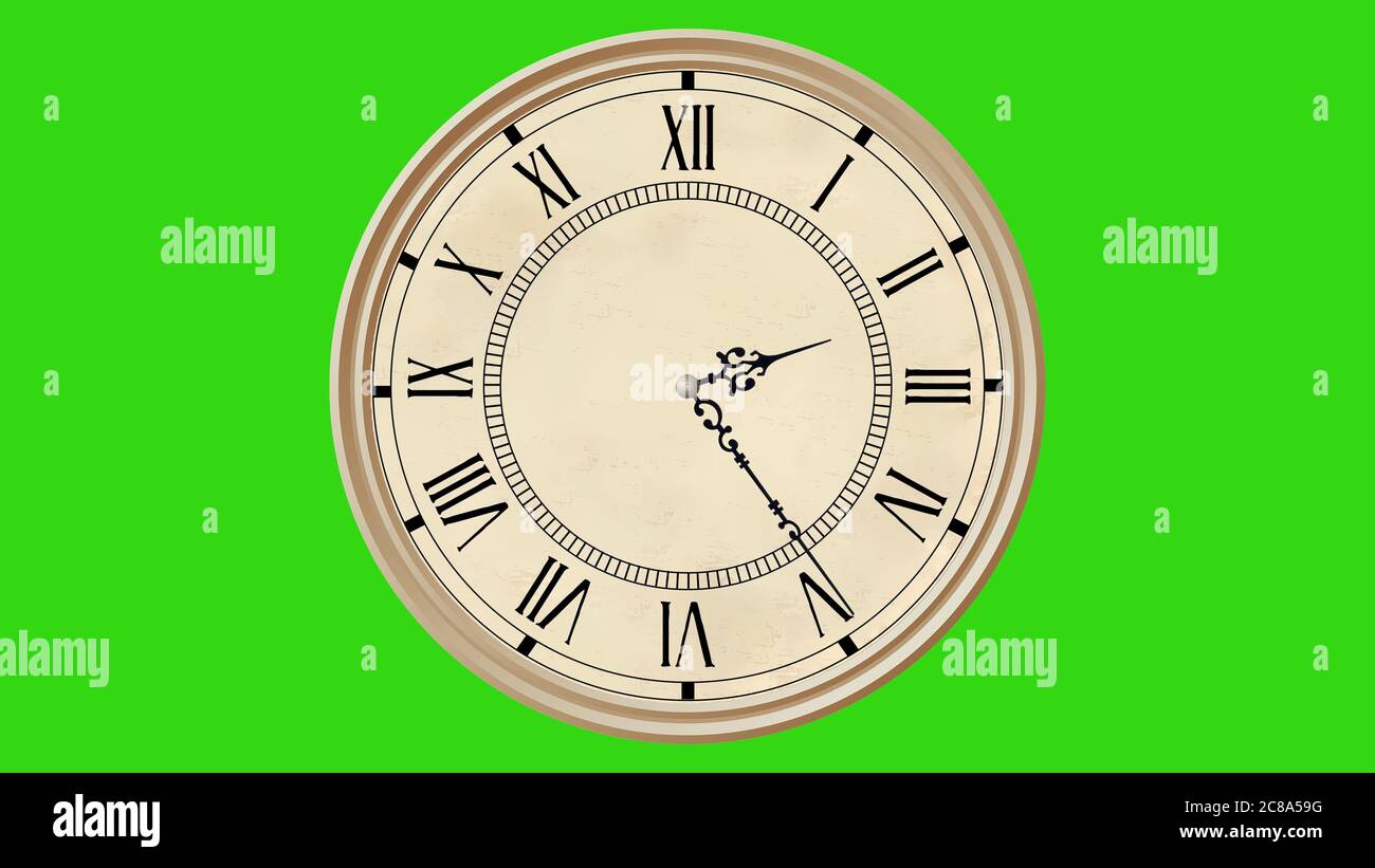 Old vintage clock on green screen background Stock Photo Alamy