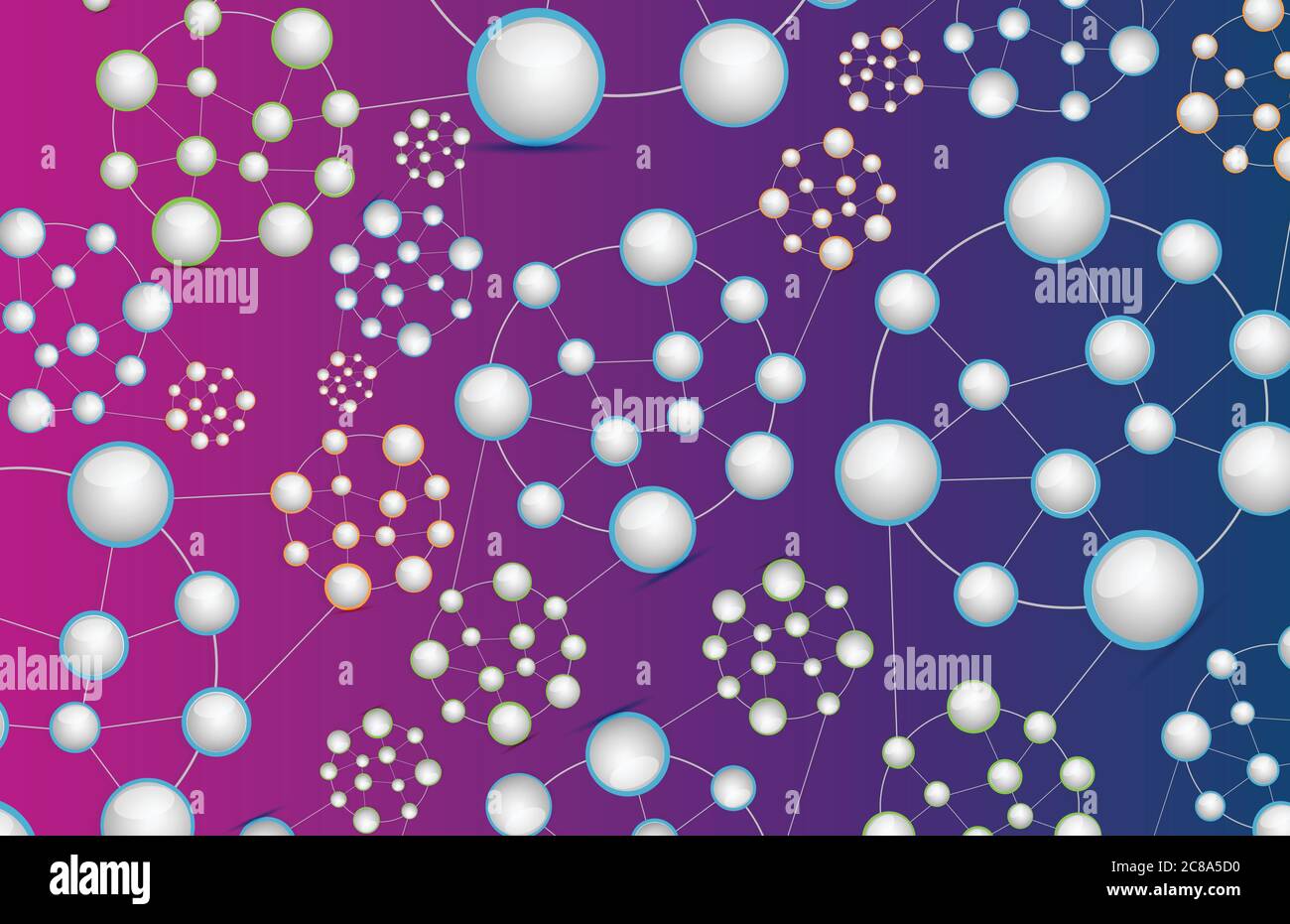Atom network connection illustration design over a purple background Stock Vector