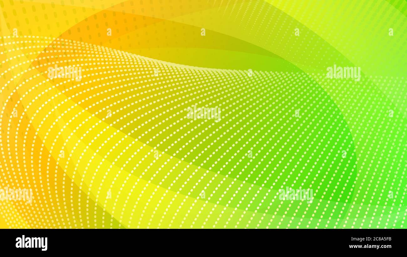Abstract background of curved surfaces and halftone dots in yellow and ...