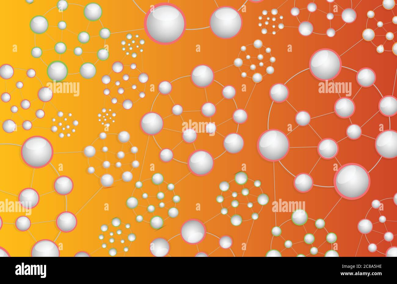 Atom network connection illustration design over an orange background Stock Vector