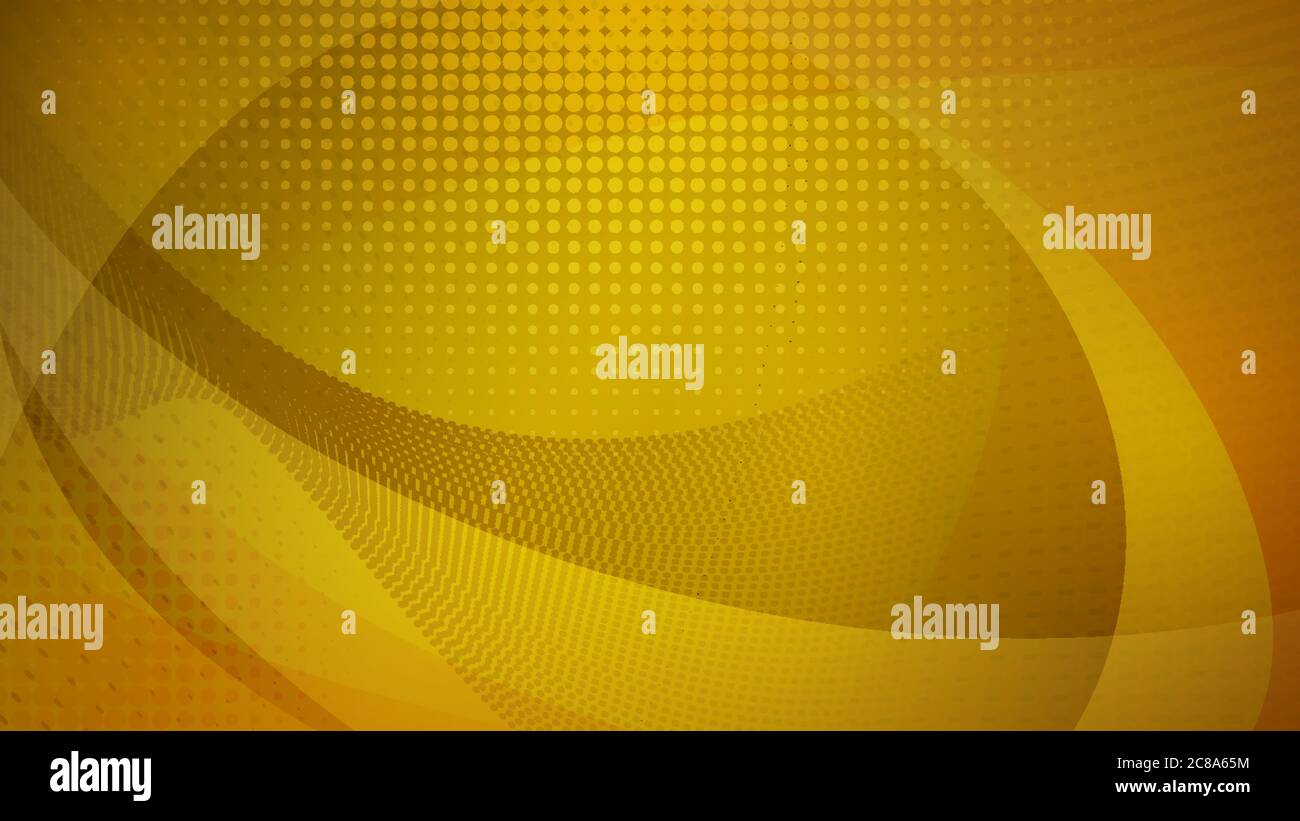 Abstract background of curved surfaces and halftone dots in yellow ...