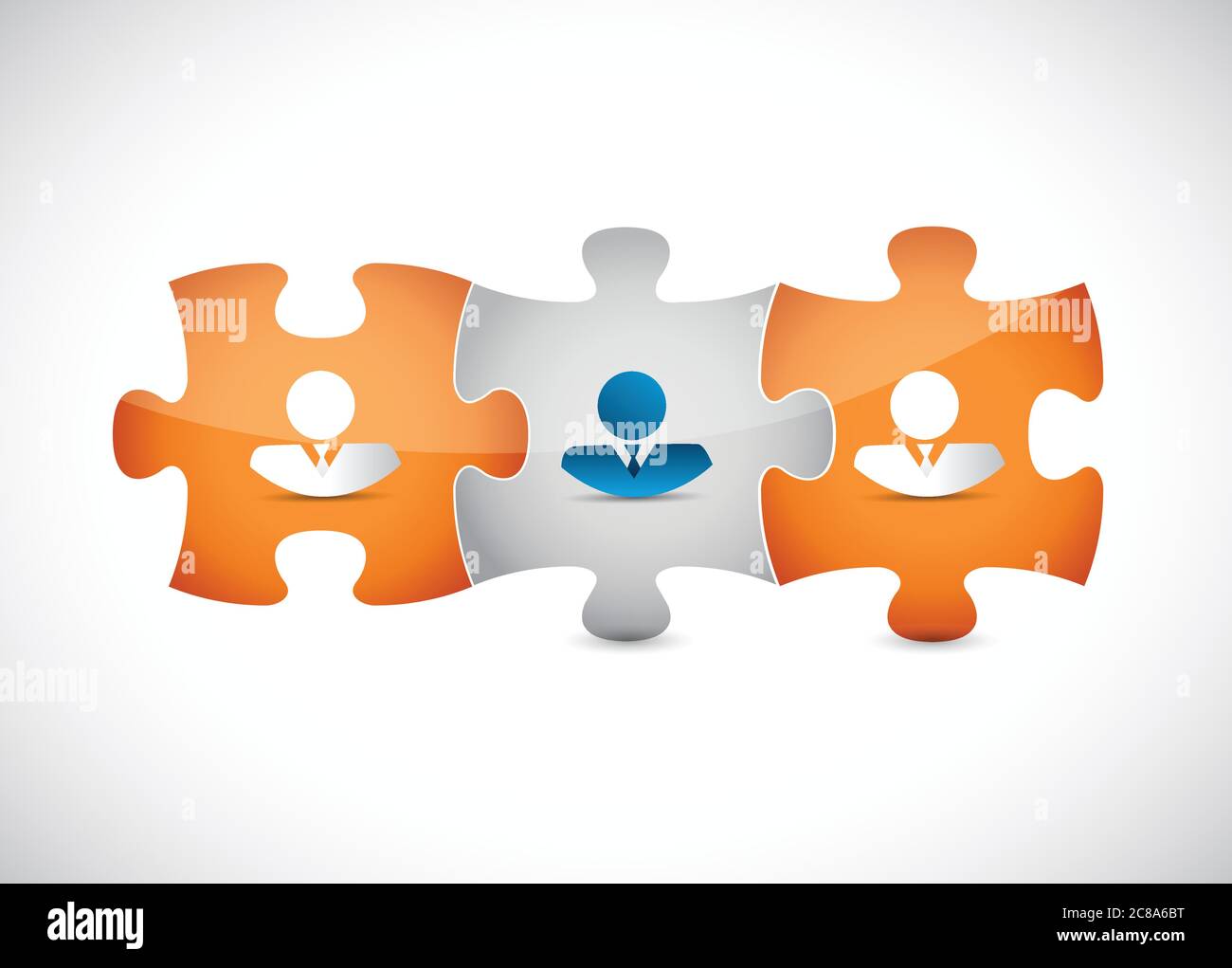 Business people puzzle pieces illustration design over a white ...