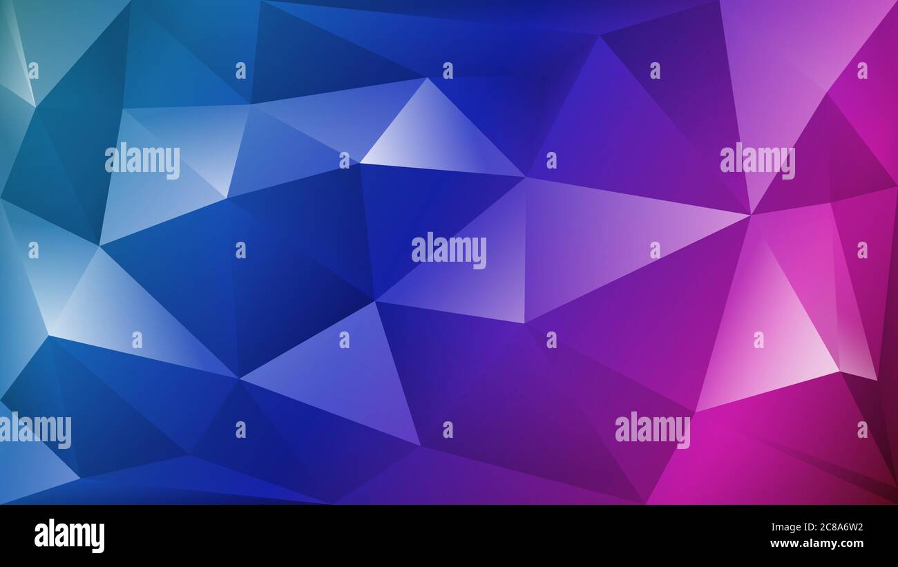 Abstract polygonal background of many triangles in blue and purple ...