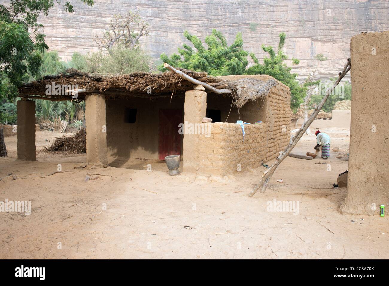 A typical mud house in an indigenous Dogon village in Mali, West Africa