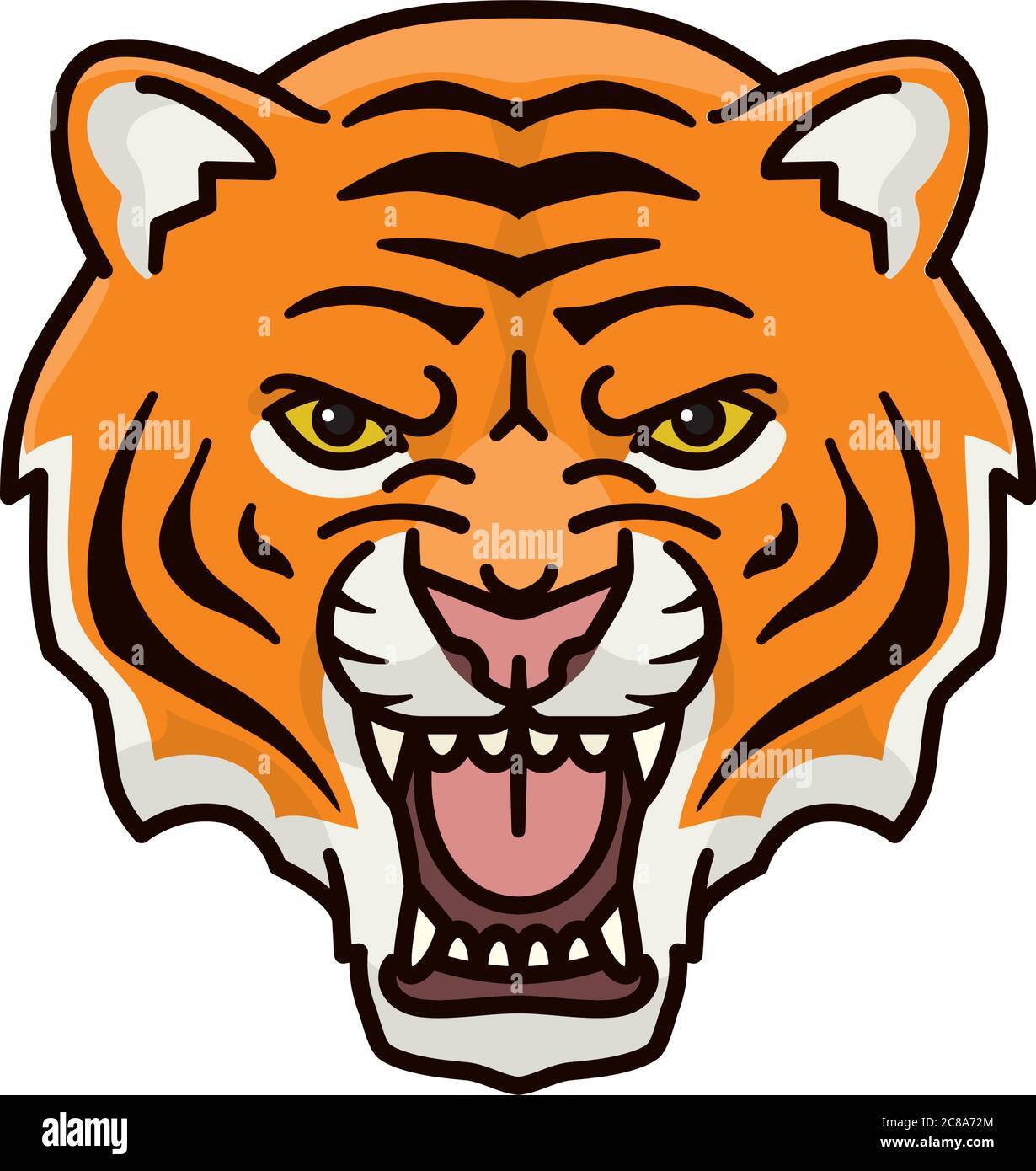 Roaring tiger face isolated vector illustration for International Tiger Day on July 29. Stock Vector
