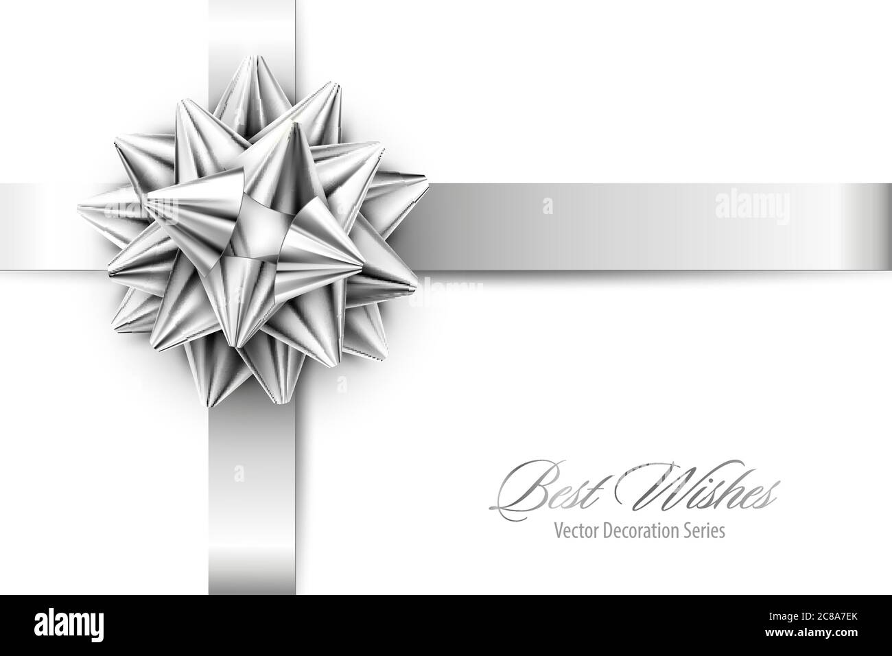 Vector Silver Realistic Bow with Ribbons Isolated on Transparent Background Stock Vector
