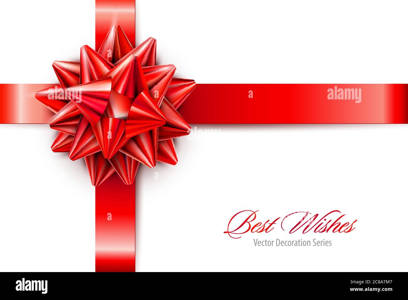 Vector Red Realistic Bow with Ribbons Isolated on White Background Stock Vector