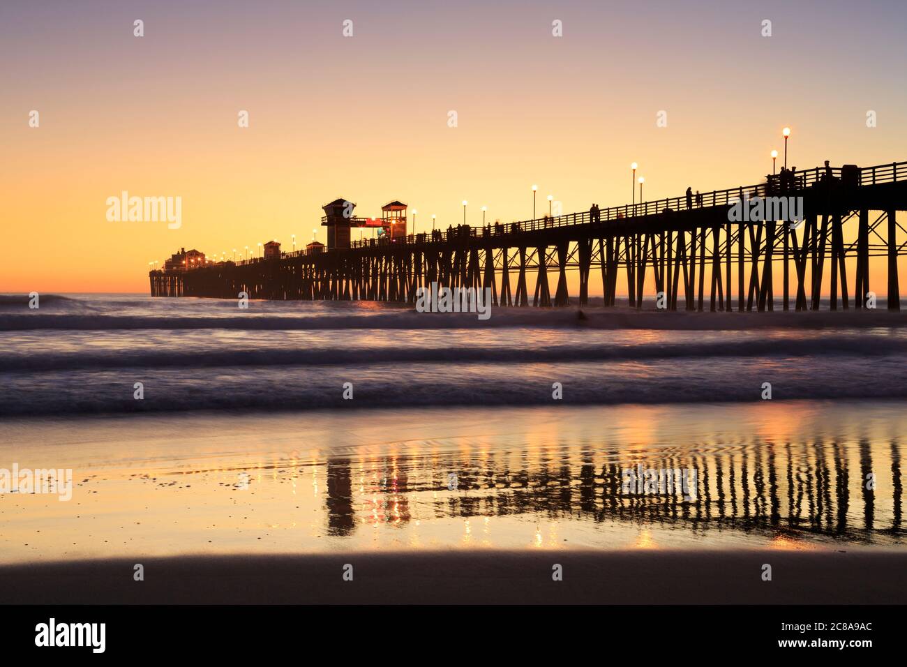 Sunset at Oceanside Pier, Oceanside, California, USA Stock Photo
