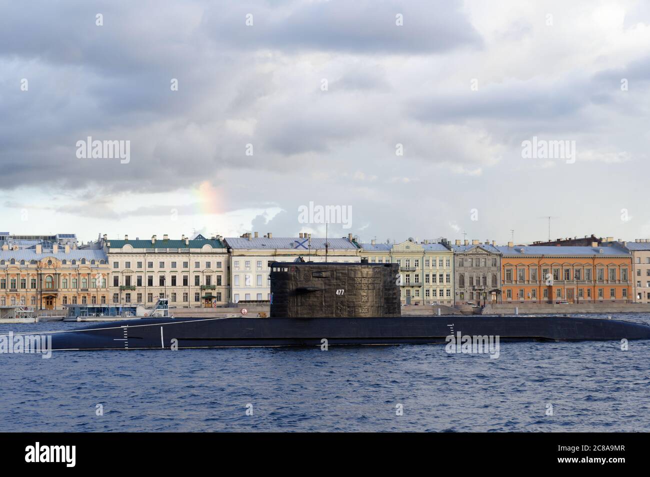 Diesel-electric Submarine Sankt Peterburg Ancored In Neva River Is ...