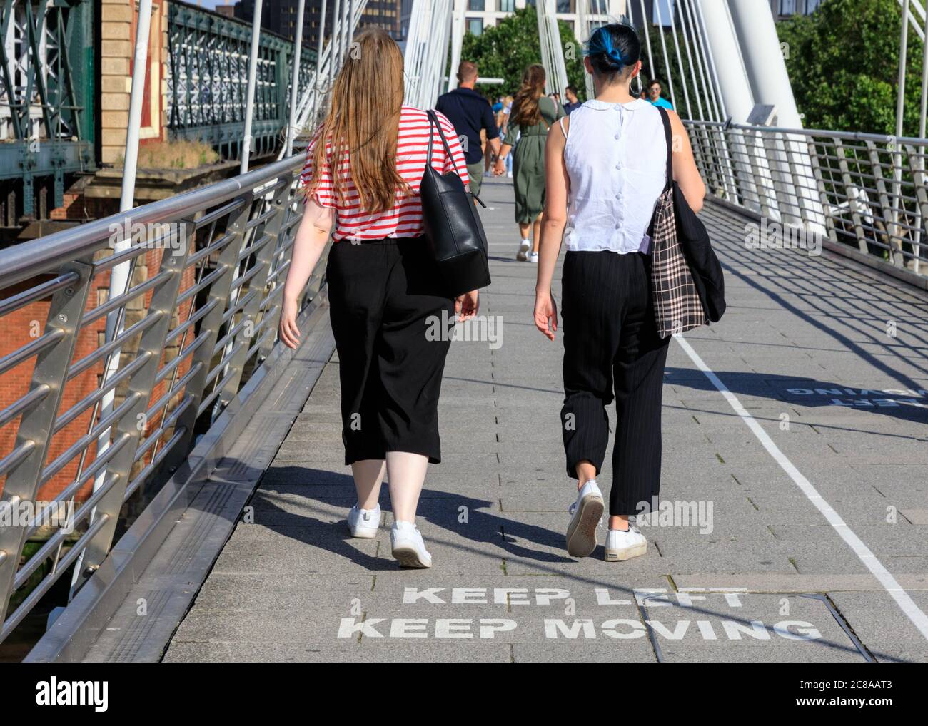 London Uk 22nd July 2020 Keep Left Keep Moving Messages On Golden Jubilee Bridge Remind Londoners To Keep Their Distance And Keep To One Side Of The Bridge Mask Wearing And Social