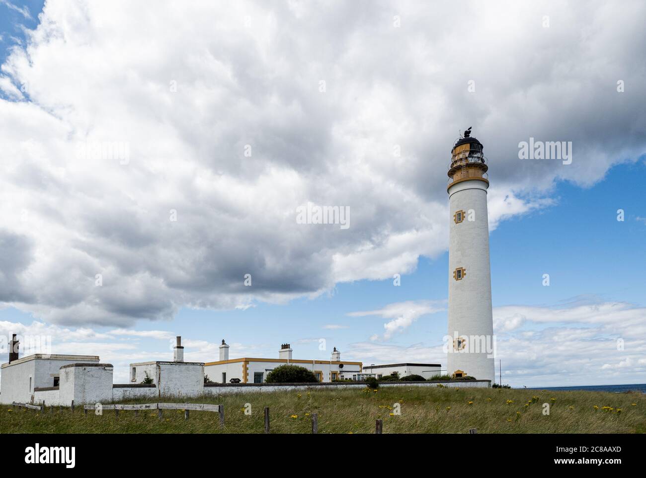 Barns Ness Lighthouse on the east coast of Scotland is located 3 miles from Dunbar and was constructed by the Stevenson brothers between 1899 and 1901 Stock Photo
