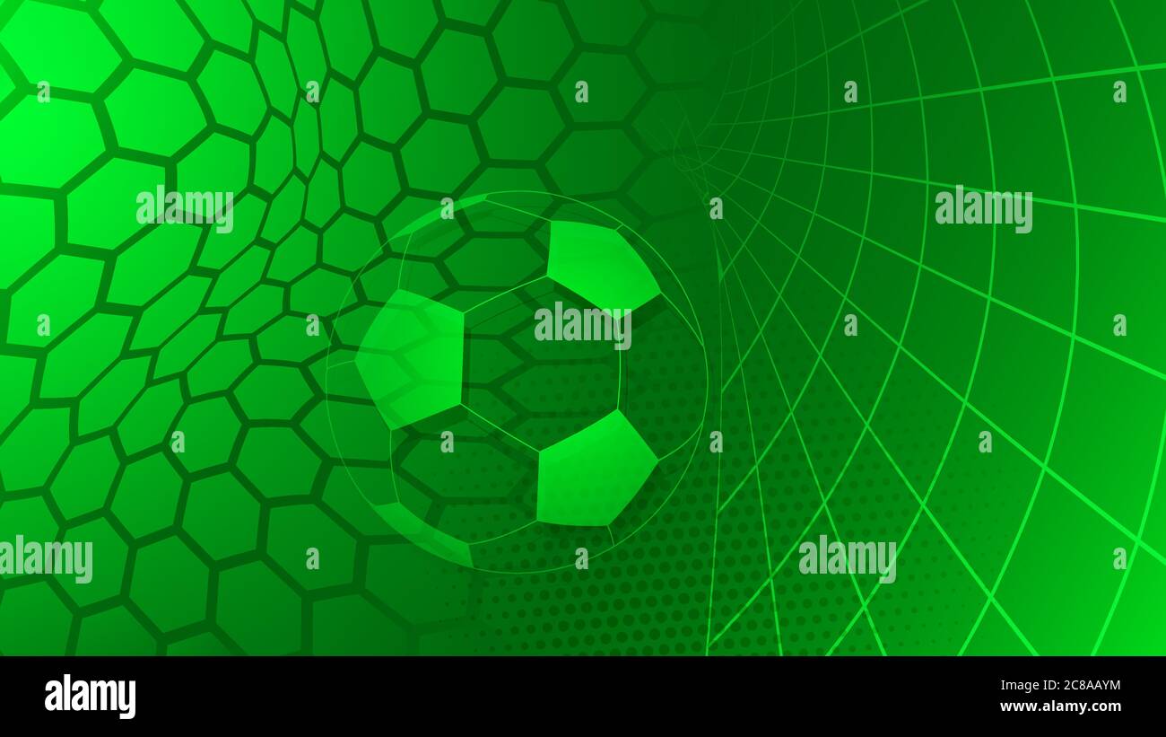 Football or soccer background with big ball in green colors Stock