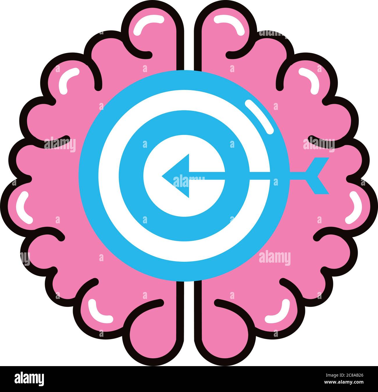 brain human with tartget line and fill style icon vector illustration ...