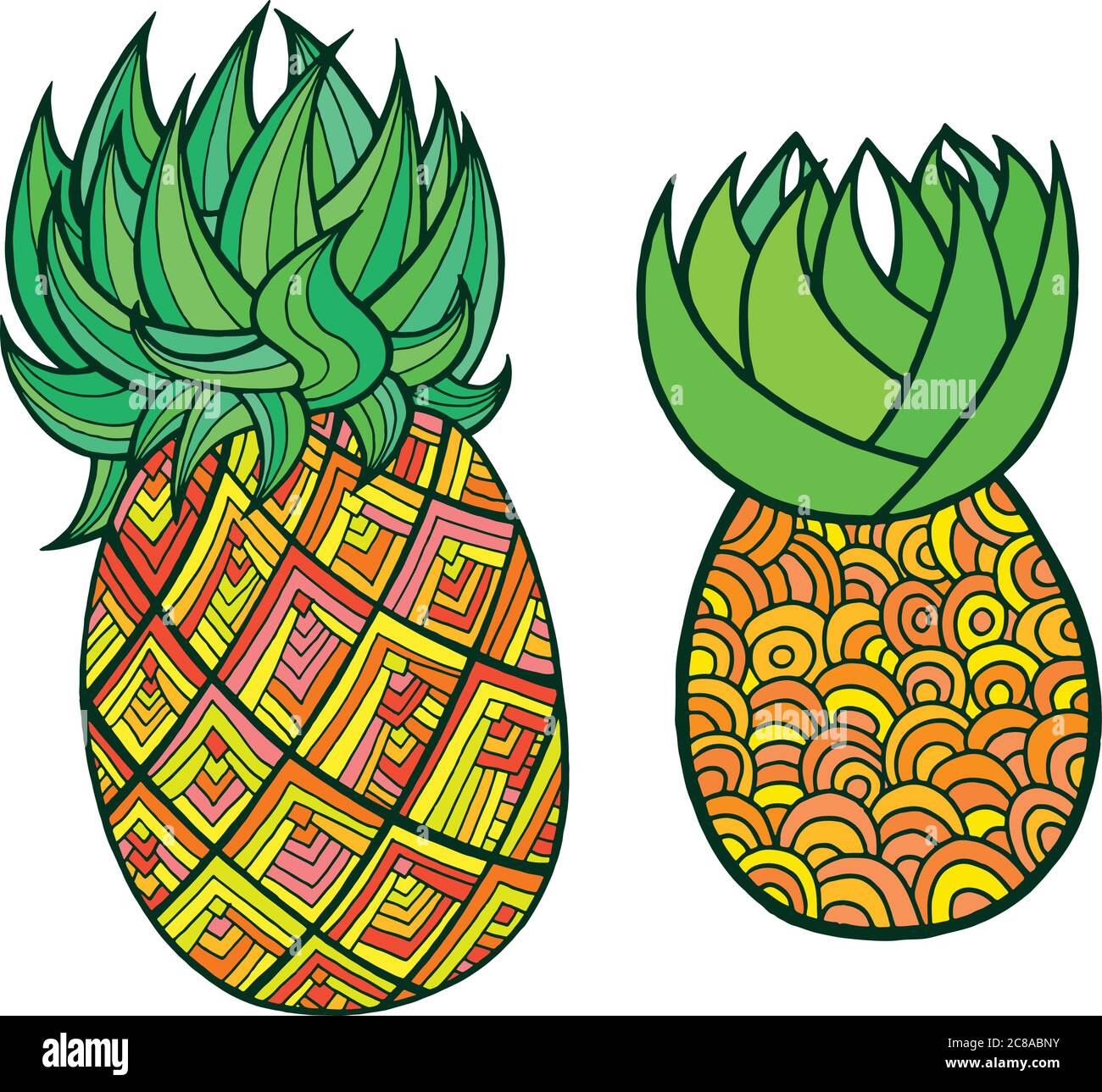 Pineapple coloring page. Graphic vector colorful doodle art for coloring  books for adults Stock Vector Image & Art - Alamy