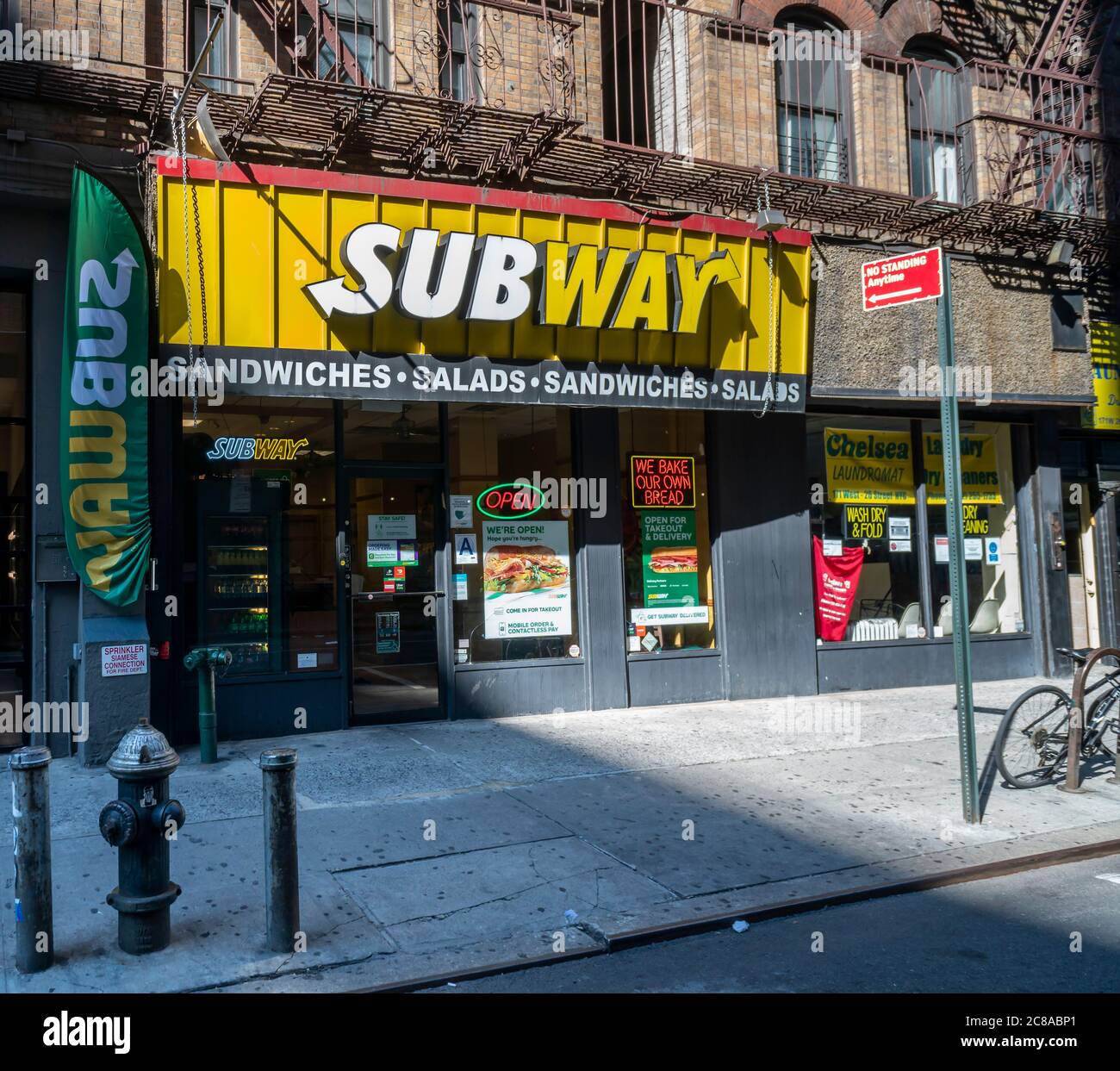 A franchise of the Subway sandwich chain in the Chelsea neighborhood in New York on Monday, July 13, 2020. (© Richard B. Levine) Stock Photo
