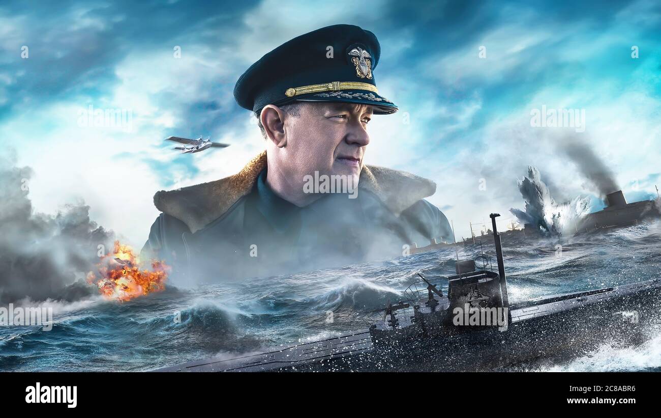 USA. Tom Hanks in the ©Apple TV+ new movie: Greyhound (2020). Plot: Early  in World War II, an inexperienced U.S. Navy captain must lead an Allied  convoy being stalked by Nazi U-boat