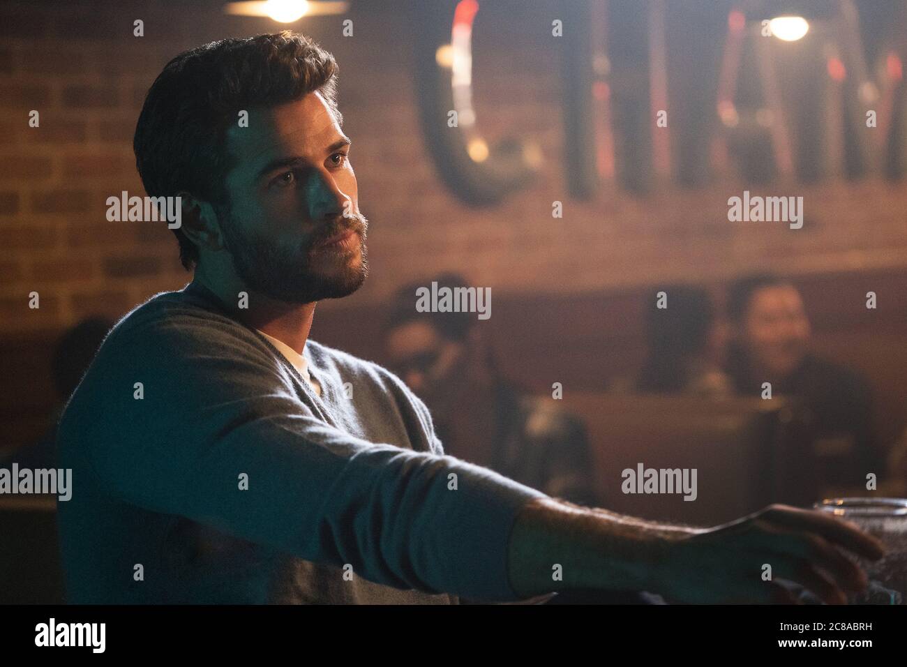 USA. Liam Hemsworth in the ©Quibi new movie: Most Dangerous Game (2020).  Plot: Desperate to take care of his pregnant wife before a terminal illness  can take his life, Dodge Maynard accepts