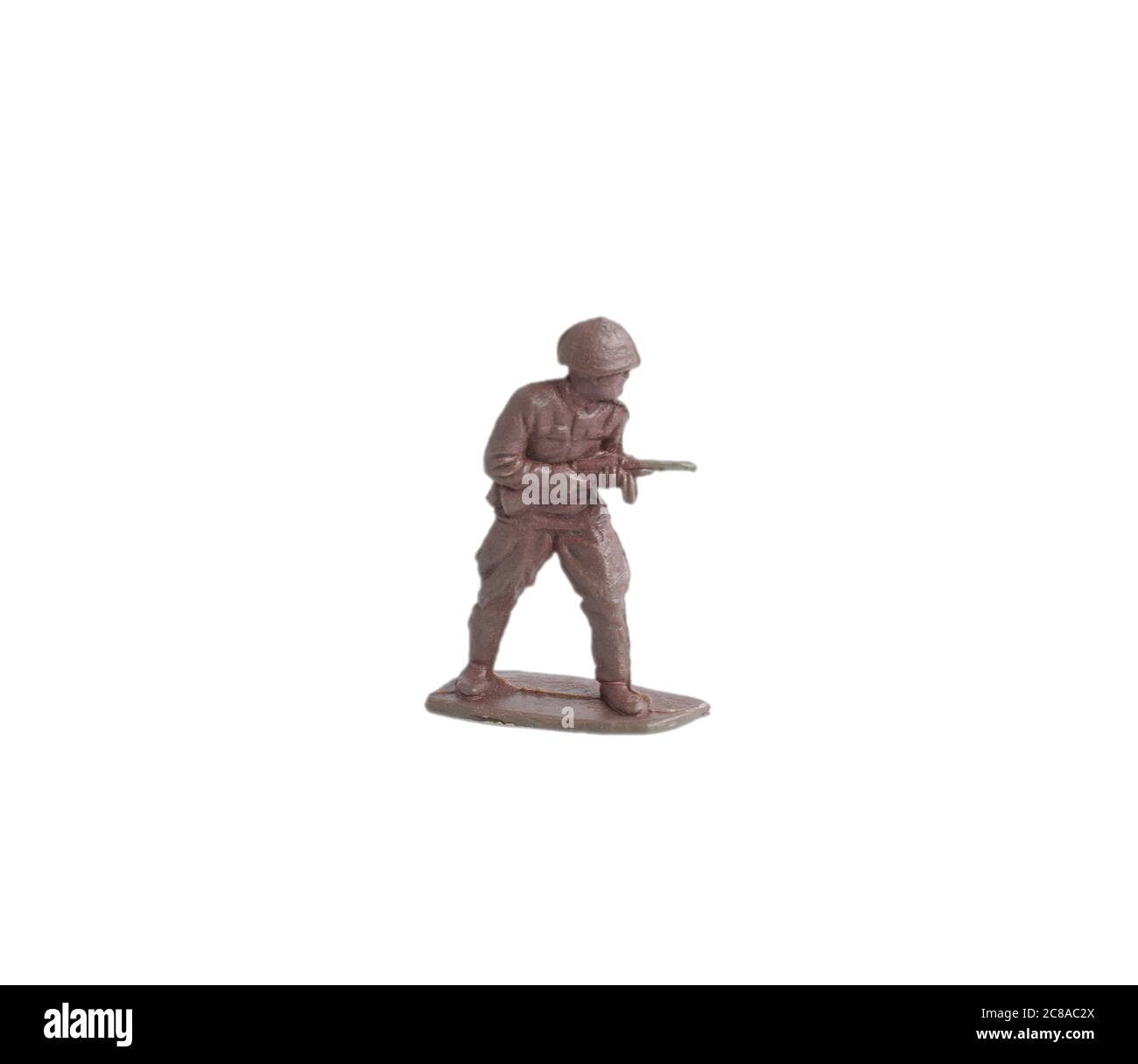 Toy soldiers isolated on white background. Old vintage toy soldiers Stock Photo