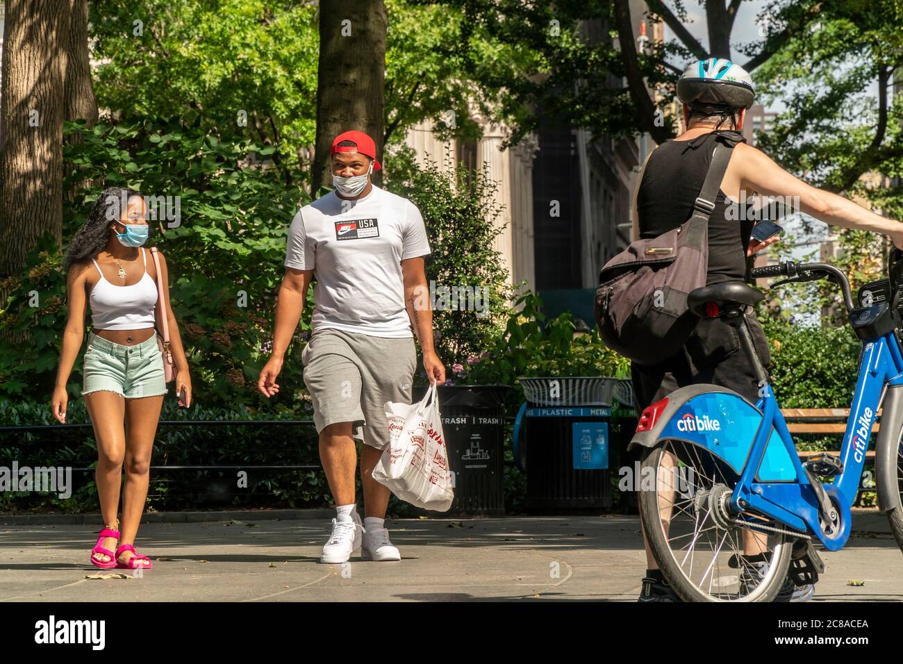 New Yorkers and visitors in Madison Square Park in New York on Monday