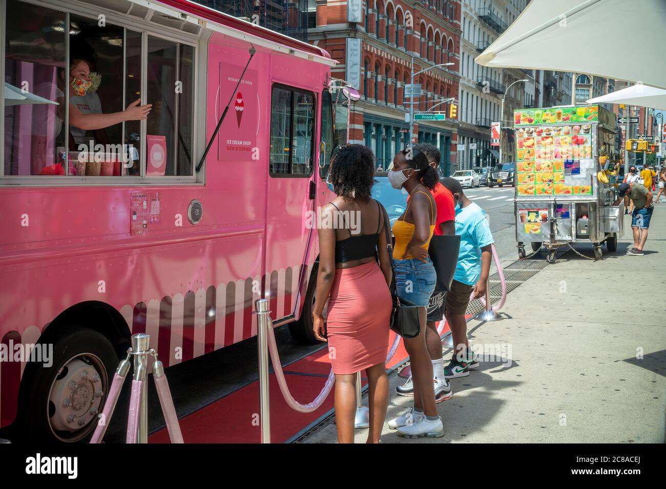 The Museum of Ice Cream in Soho in New York opens its doors on Sunday, July 19, 2020. As the city enters Phase 4 museums and other indoor venues are not allowed to open but the Museum of Ice cream only opened their retail gift shop allowing them to sell their souvenirs. (© Richard B. Levine) Stock Photo