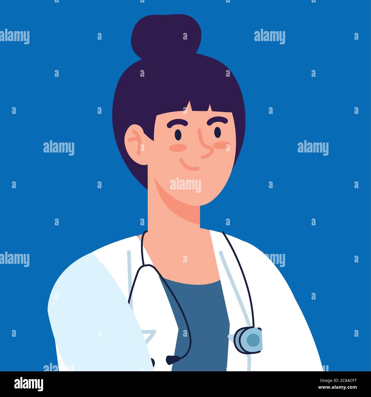 professional woman doctor with stethoscope and apron, woman doctor, hospital female worker Stock