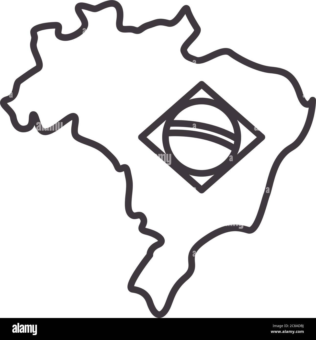 Brazil map line style icon design, Culture tourism brazilian travel ...