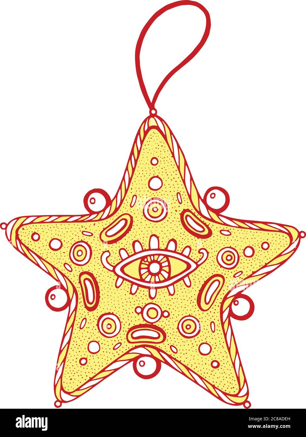 Christmas Decoration For Christmas Tree Golden Star Doodle