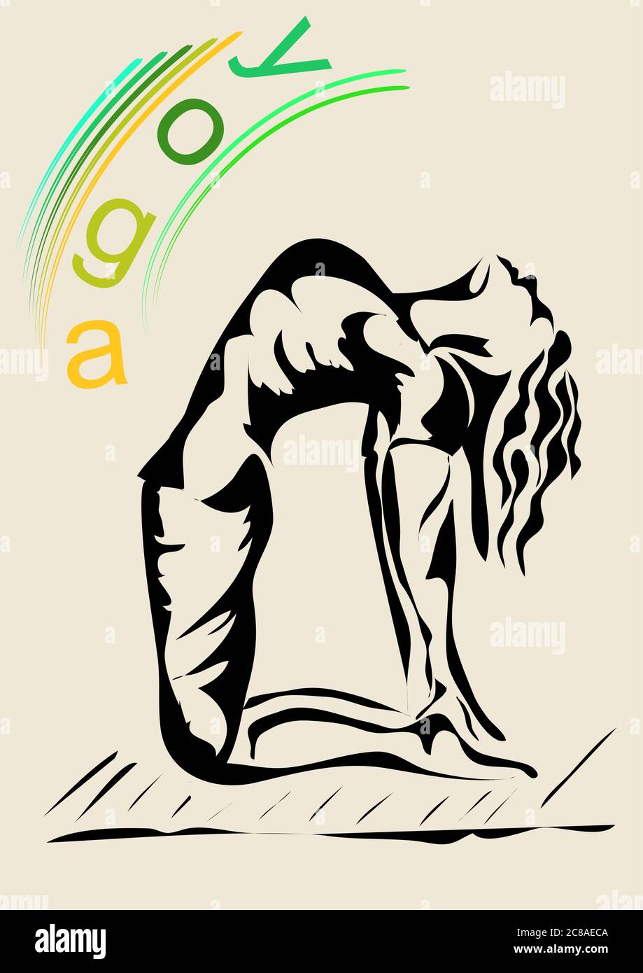 Young healthy woman practicing yoga vector illustration Stock Vector