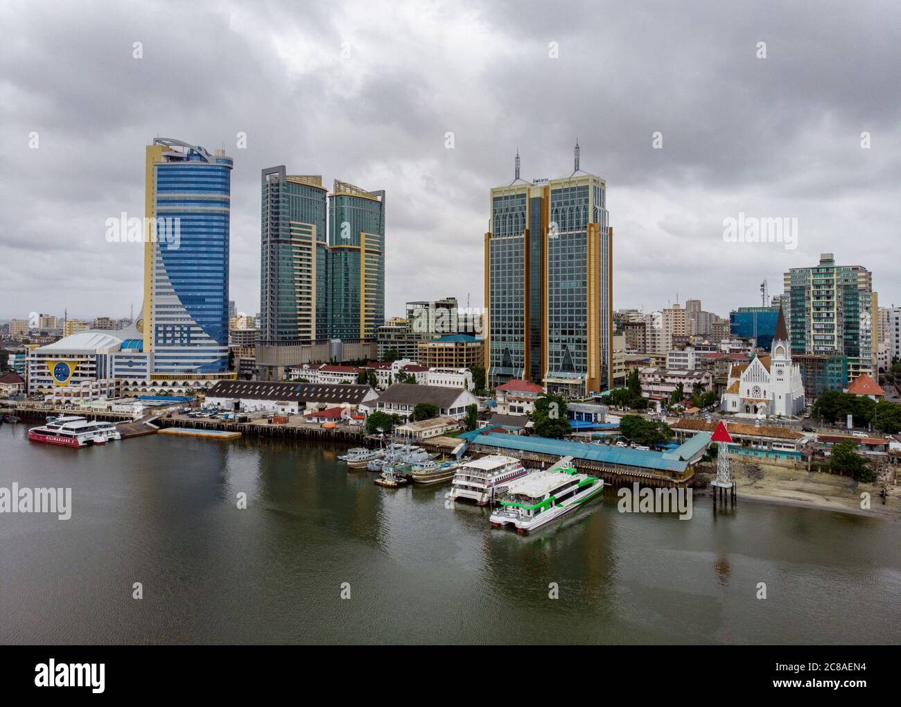 Dar Es Salaam Tanzania 10 February 2020 Aerial View On Marina Of Dar Es Salaam City In