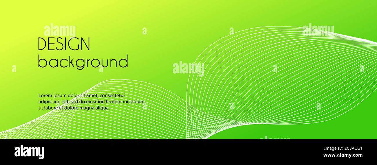 Green abstract vector minimal background. Dynamic wavy line. Web banner template Stock Vector