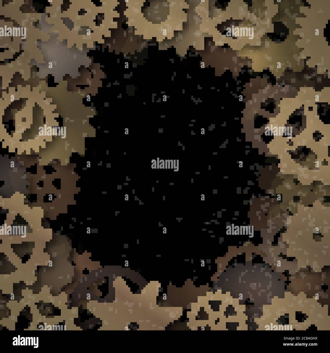 Vector steampunk frame with metallic gears, realistic shadow Stock Vector