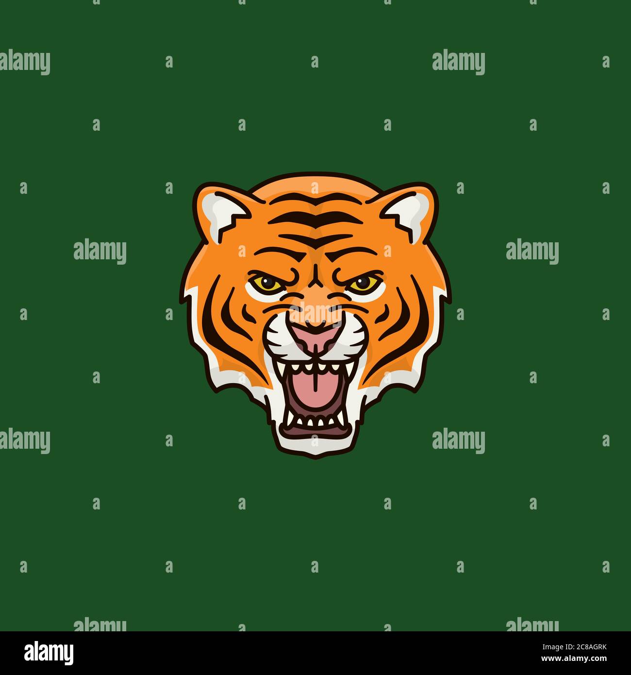Roaring tiger face vector illustration for International Tiger Day on July 29. Stock Vector