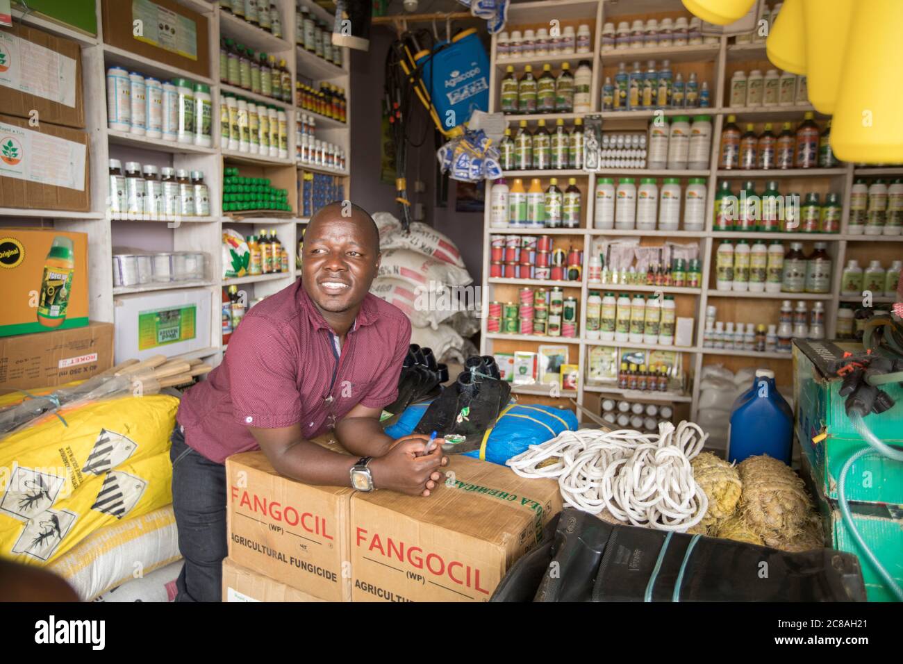 A small agricultural supply store sells pesticides, herbicides, quality