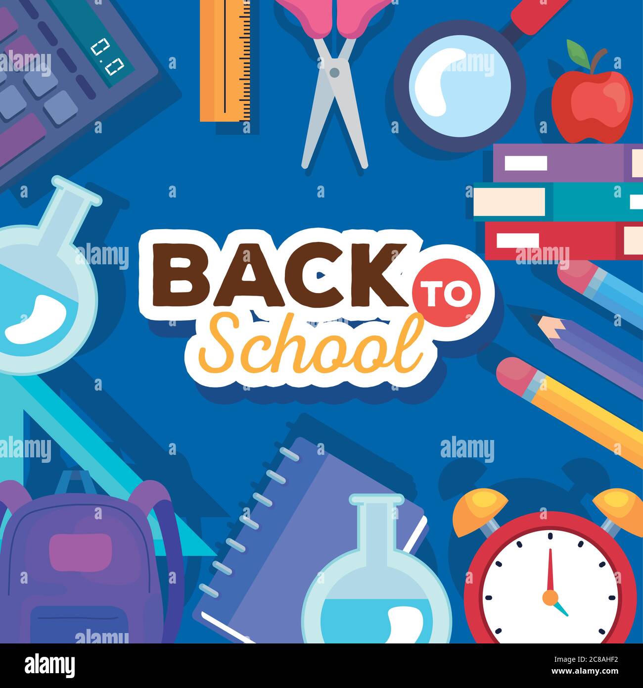 back to school banner with set of supplies education Stock Vector Image ...