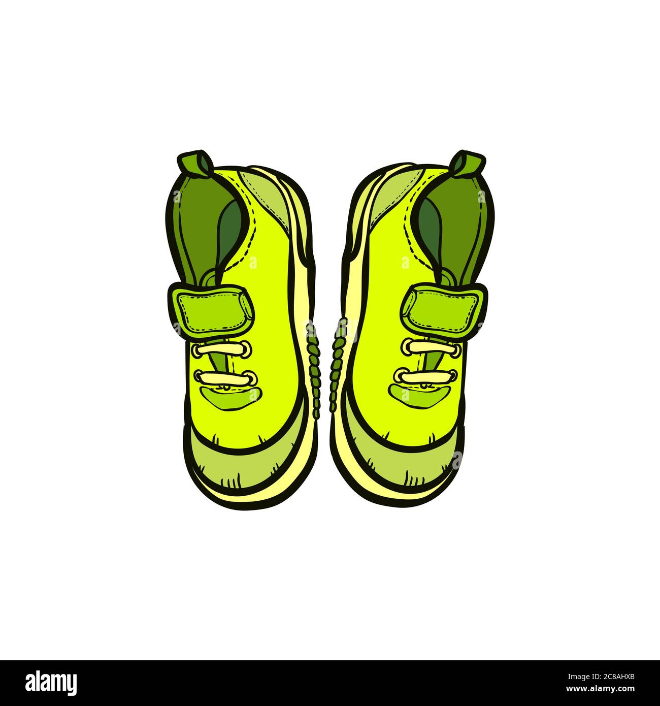 Sneakers shoes pair isolated. Hand drawn vector illustration of green ...