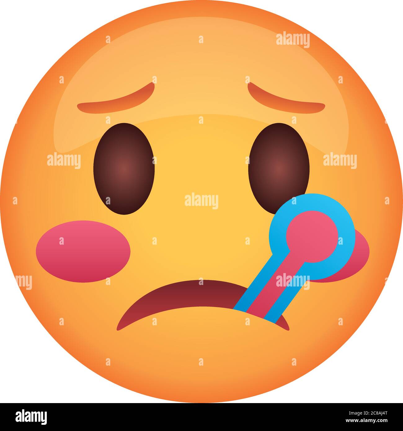 sick emoji face with thermometer classic flat style icon vector