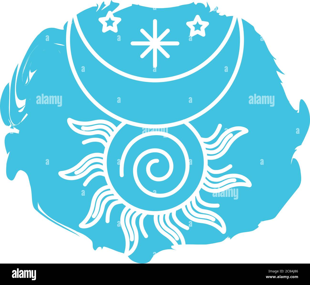 moon and sun zodiac symbol block style icon vector illustration design