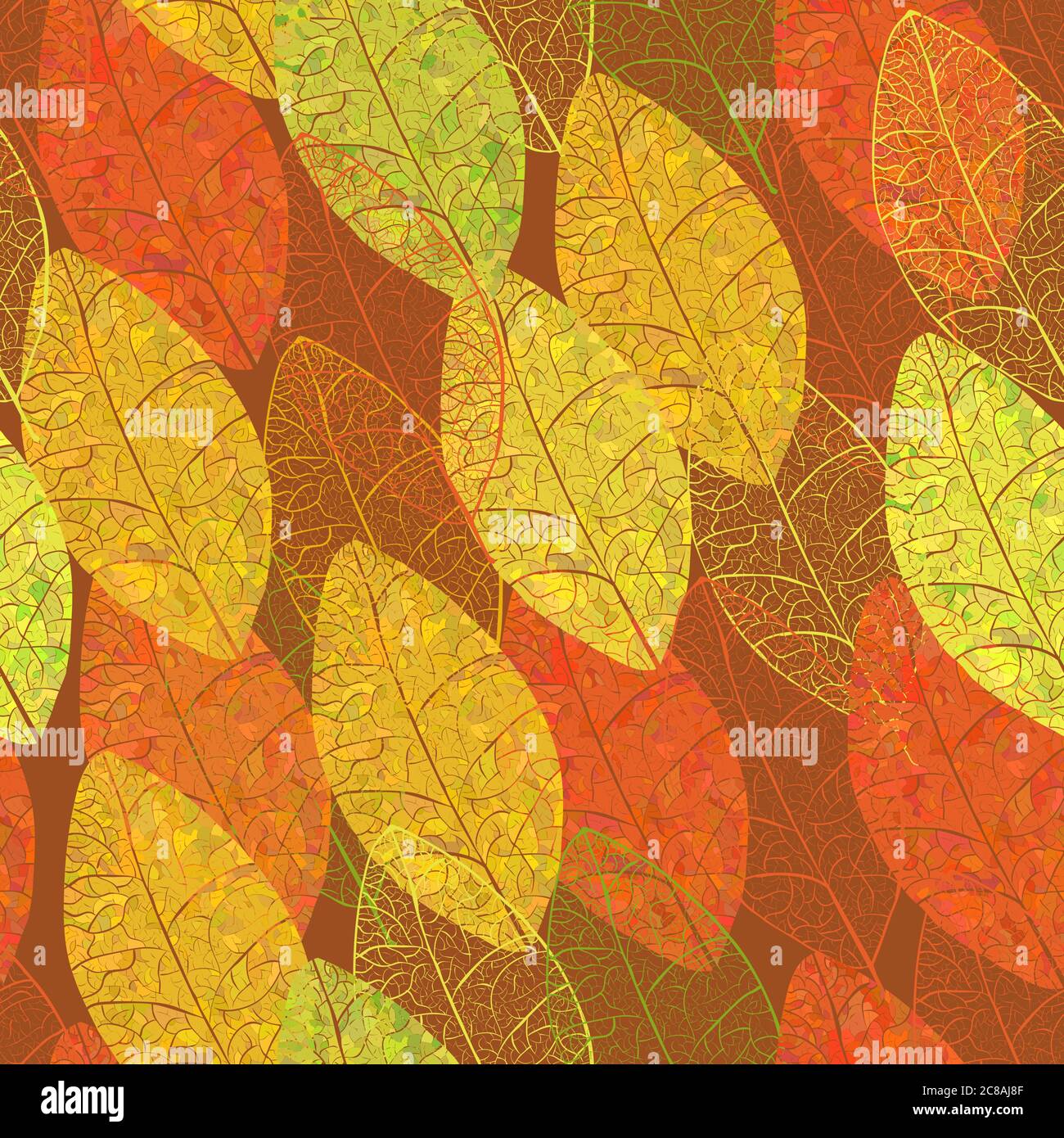 Fall Skeleton Background Pattern Autumn skeleton leaves. Vector seamless background Stock Vector Image ...
