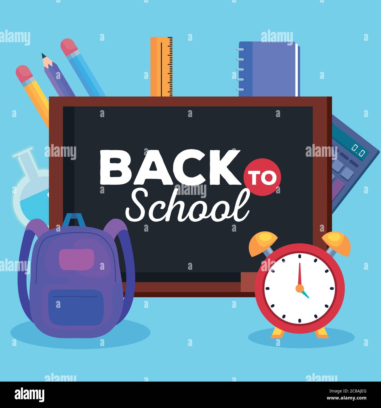back to school banner with chalkboard and supplies education Stock ...