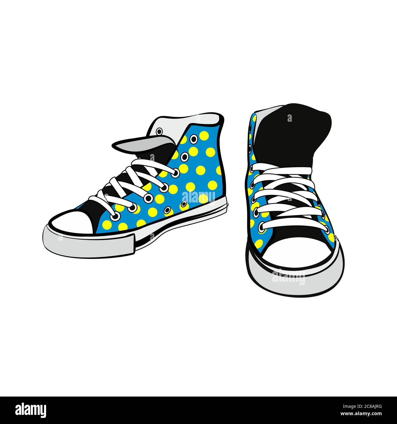 Sneakers shoes pair isolated. Hand drawn vector illustration blue shoes