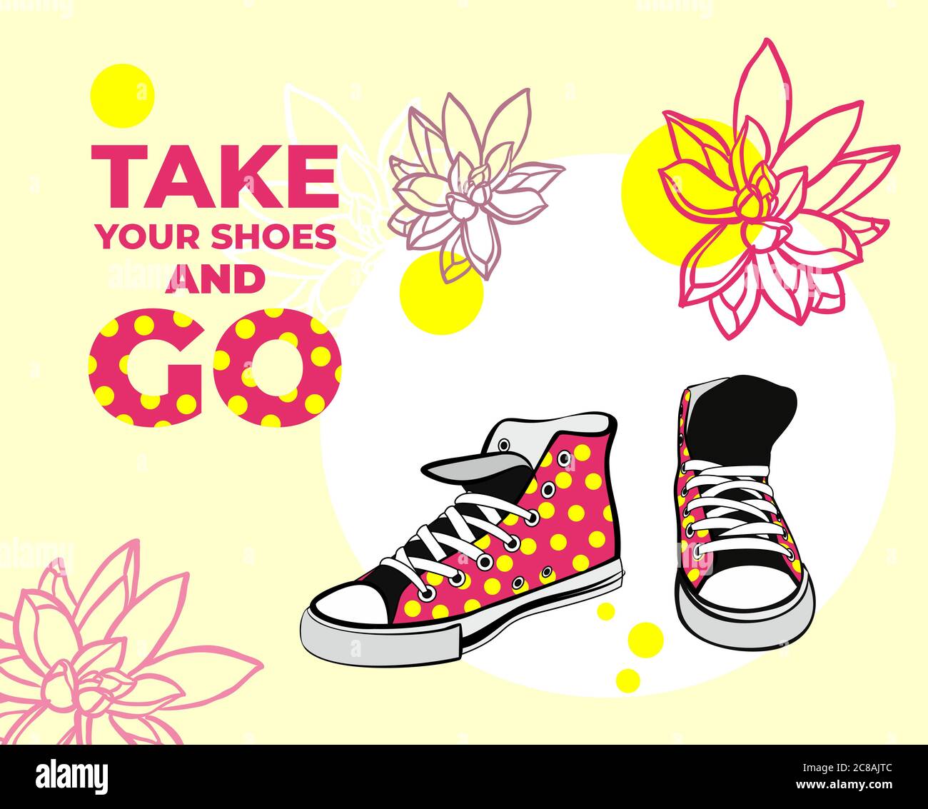 Sneakers shoes pair isolated. Hand drawn vector illustration pink shoes
