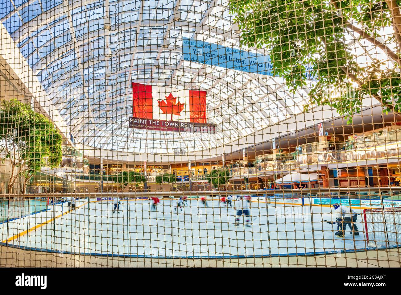 Ice hockey rink inside West Edmonton Mall, Edmonton, Alberta, Canada Stock Photo