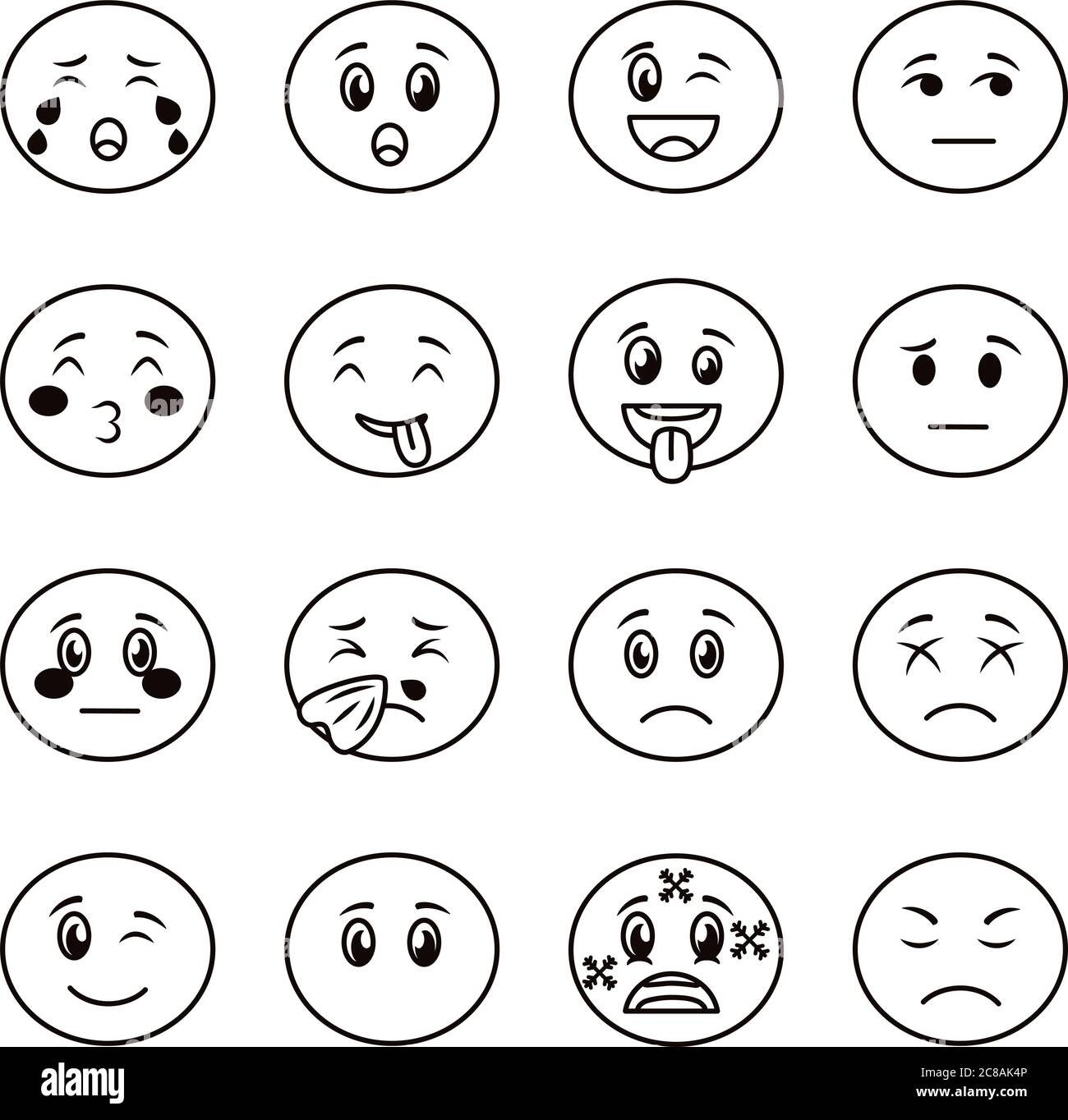 bundle of emojis faces set icons vector illustration design Stock ...