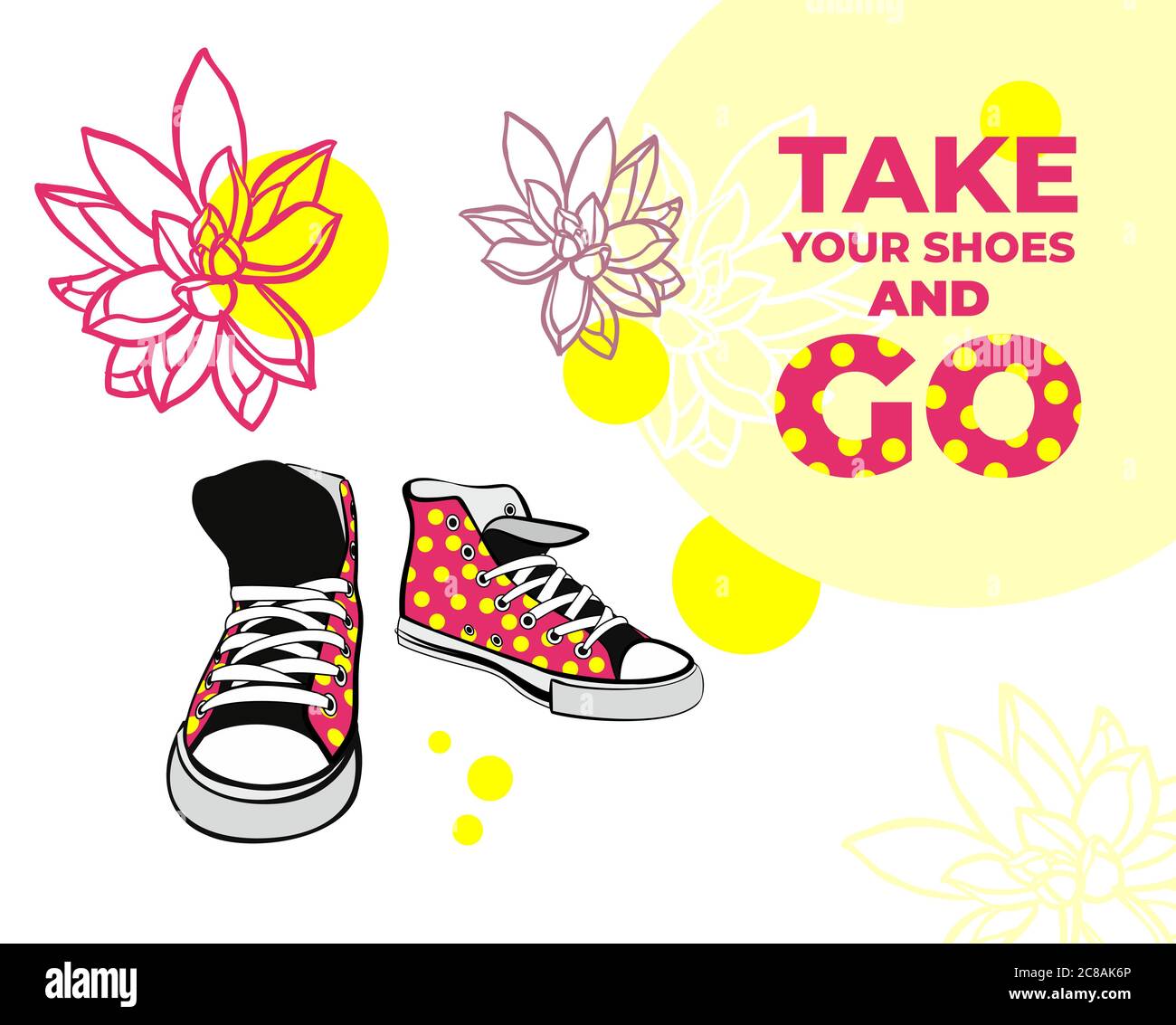 Sneakers shoes pair isolated. Hand drawn vector illustration pink shoes ...