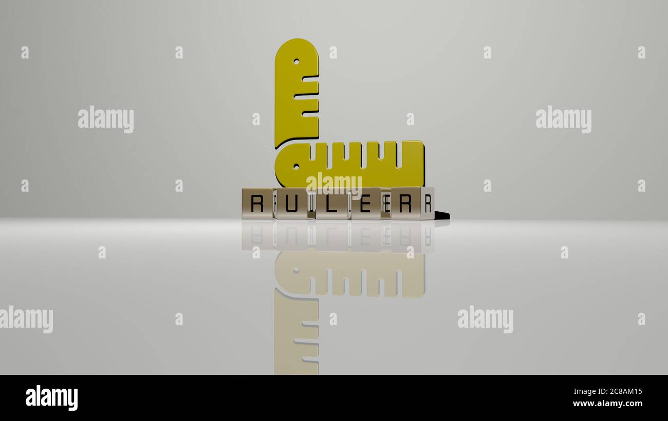 3D graphical image of ruler vertically along with text built by ...