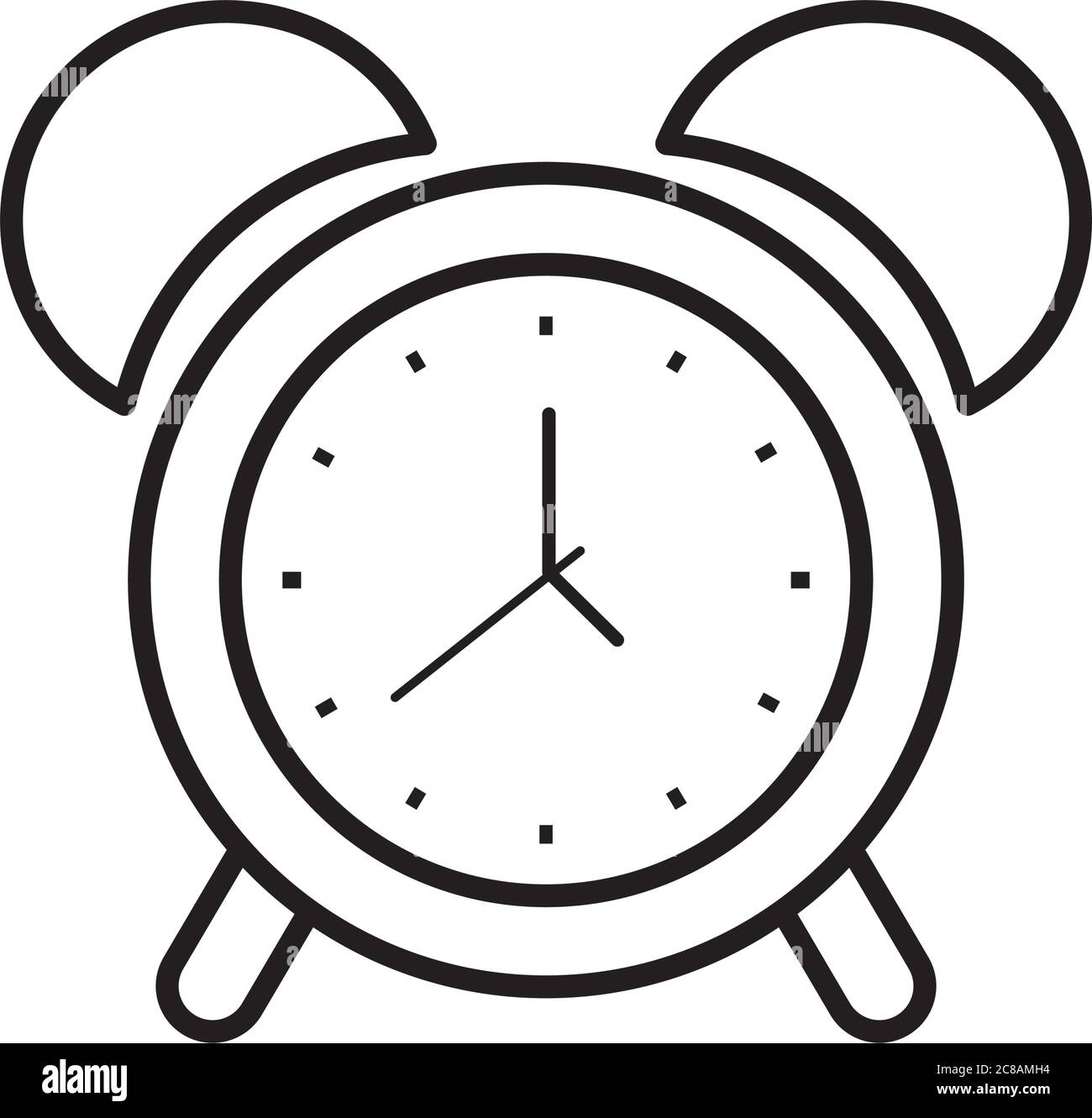 alarm clock icon over white background, line style, vector illustration ...